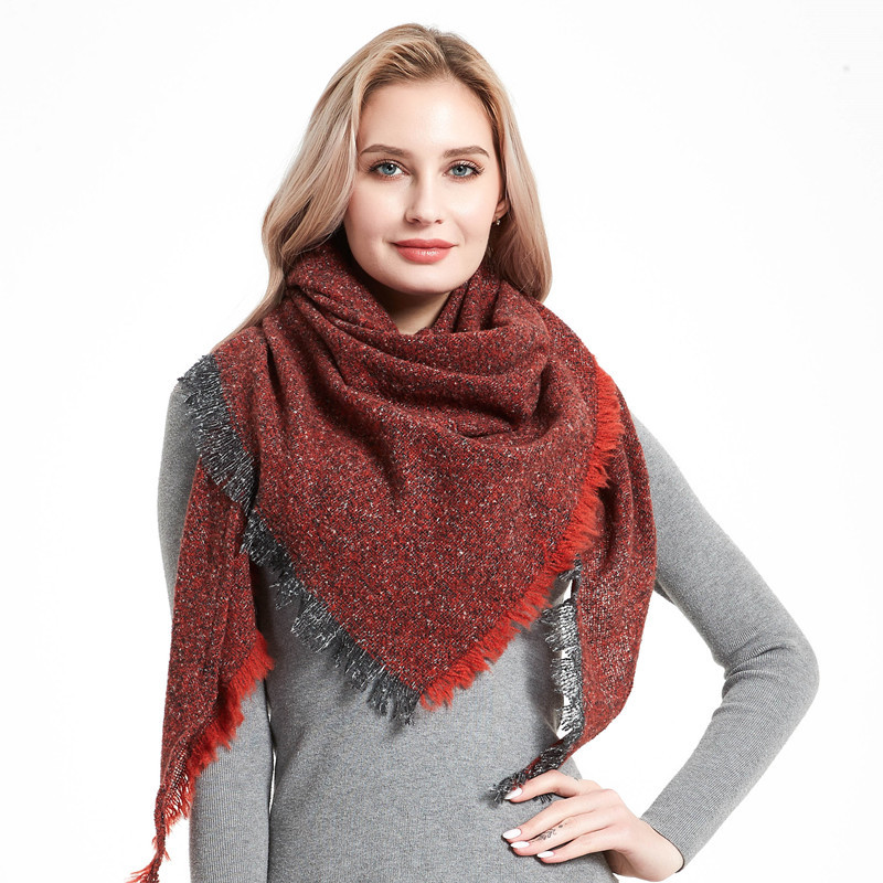 Autumn and Winter Fashion Style Scarves Polyester Pure Color Fur Square Scarf Winter Warm Scarf