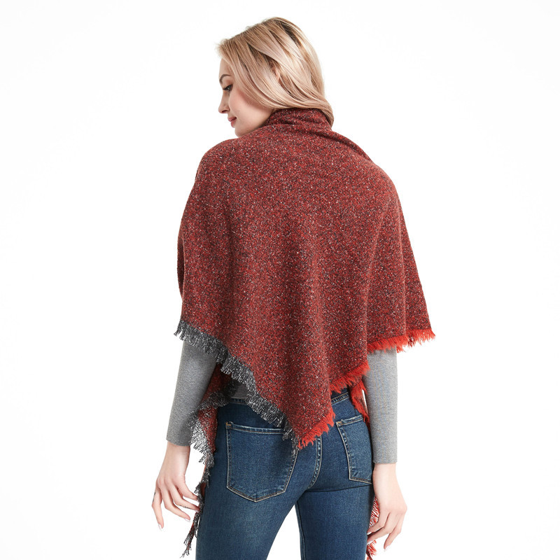 Autumn and Winter Fashion Style Scarves Polyester Pure Color Fur Square Scarf Winter Warm Scarf