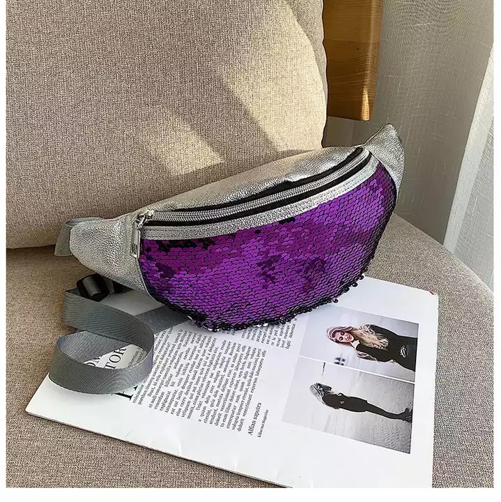 Waterproof Colorful Kids Glitter PU Leather Design Fanny Pack Waist Bag 
