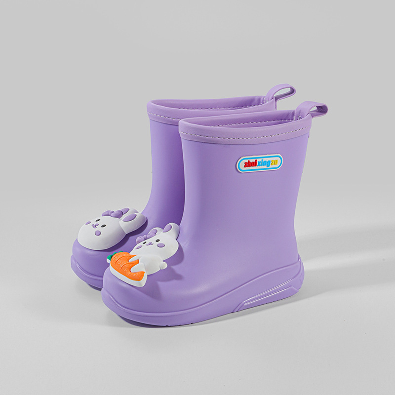 Kids Girls Cute Pvc Boots Childrens's Toddler Pink Rabbit Rain Boots 
