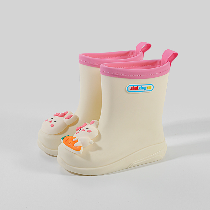 Kids Girls Cute Pvc Boots Childrens's Toddler Pink Rabbit Rain Boots 