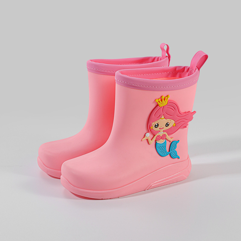 Kids Girls Cute Pvc Boots Childrens's Toddler Pink Rabbit Rain Boots 