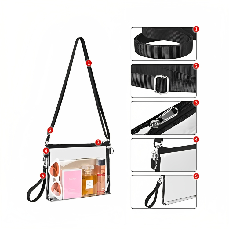 Women's Waterproof Shoulder Pvc Purses Bag Clear Crossbody Bag Messenger Bag 