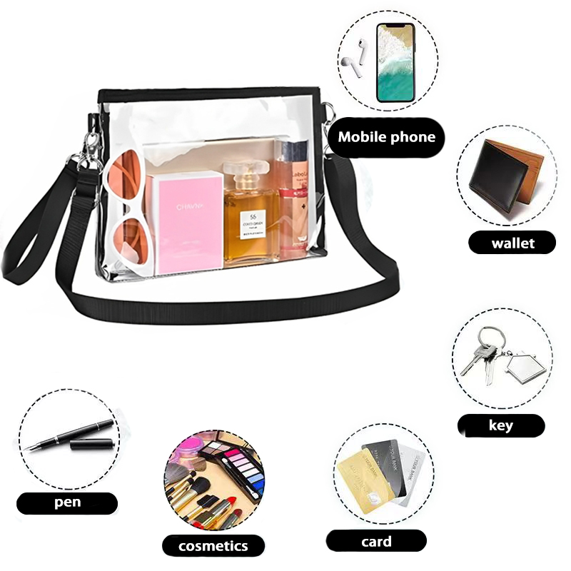 Women's Waterproof Shoulder Pvc Purses Bag Clear Crossbody Bag Messenger Bag 