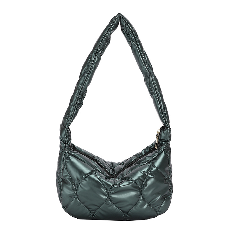Fashion Trendy Women Winter Down Shoulder Bag Small Puffy Padded Purse Ladies Underarm Bag