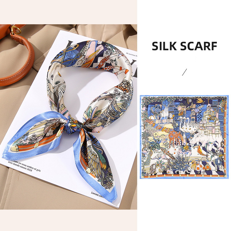 Ladies Scarf 53*53cm Small Square Scarf Fashion Design Print Women's Hair Silk Scarfs And Shawls