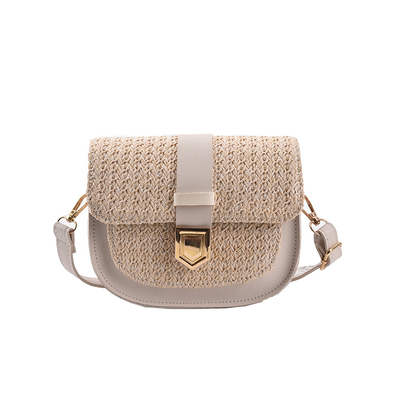 Women's Single Shoulder Crossbody Saddle Bag Fashion Trend Small Straw Bags