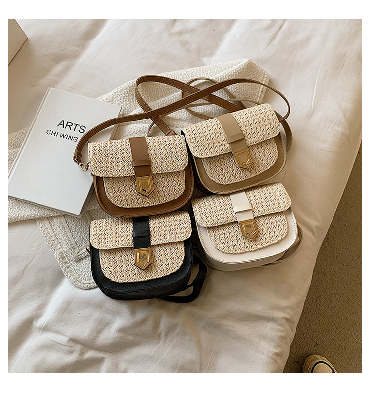 Women's Single Shoulder Crossbody Saddle Bag Fashion Trend Small Straw Bags