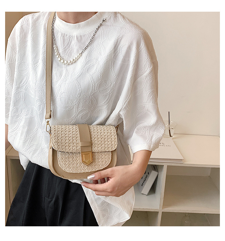 Women's Single Shoulder Crossbody Saddle Bag Fashion Trend Small Straw Bags