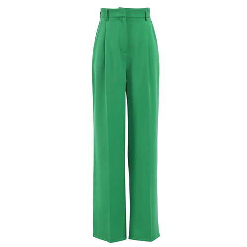 Spring Women’s Green High Waist Loose Wide Leg Pants Ladies Casual Suit Trousers