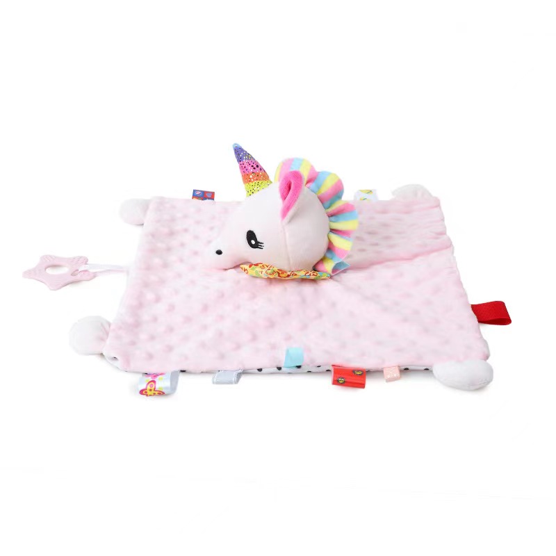 Cute baby stuffed animal blankets infant fluffy blanket baby snuggle toy  baby lovey security blanket gifts for newborn 