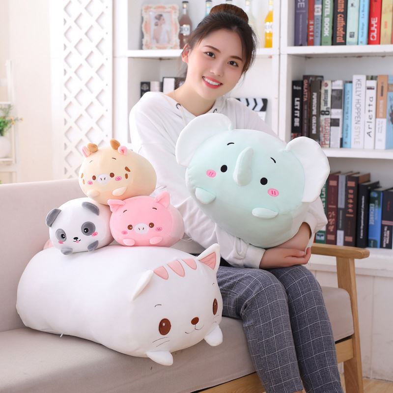 New  Soft Stuffed Animal Cartoon Cushion Cute Fat Baby Elephant Plush Dog Cat Penguin Pig Panda Dinosaur Plush 