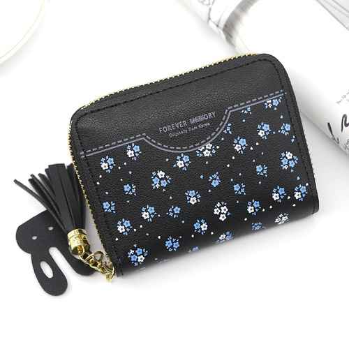 Women Small Wallet Ladies Mini Tassel Cute Girl Short Zipper Cute Embroider Pu Leather Coin Wallet Purse