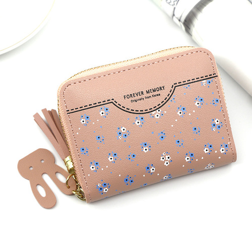 Women Small Wallet Ladies Mini Tassel Cute Girl Short Zipper Cute Embroider Pu Leather Coin Wallet Purse