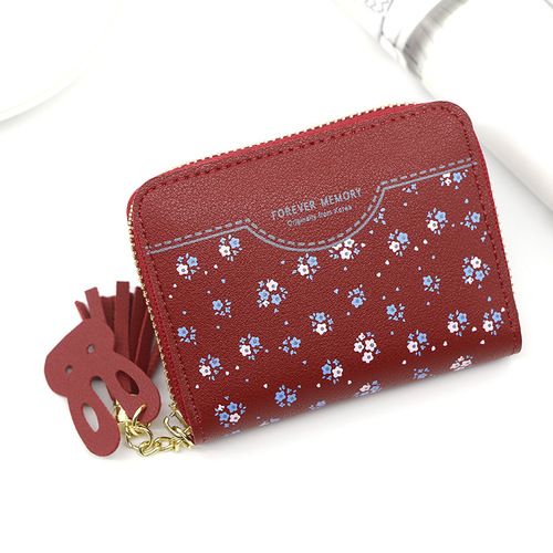 Women Small Wallet Ladies Mini Tassel Cute Girl Short Zipper Cute Embroider Pu Leather Coin Wallet Purse