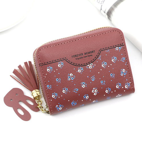 Women Small Wallet Ladies Mini Tassel Cute Girl Short Zipper Cute Embroider Pu Leather Coin Wallet Purse