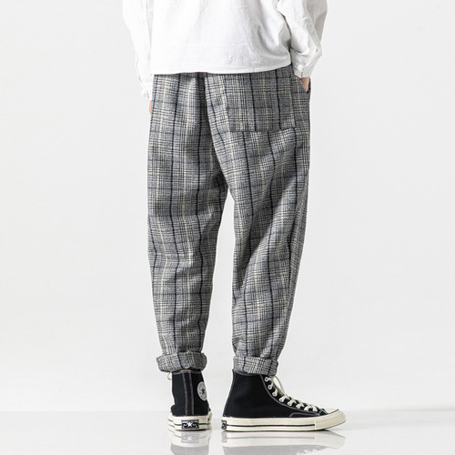 New   leisure wear Breathable Casual Trousers Drawstring Plaid Sport Harem Pants For Men Outdoor