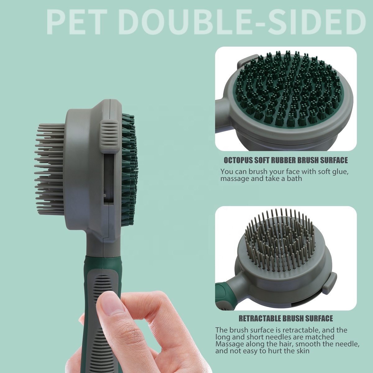   Double Sided Self Cleaning Cat Massage Brush Dog Pet Grooming Brush