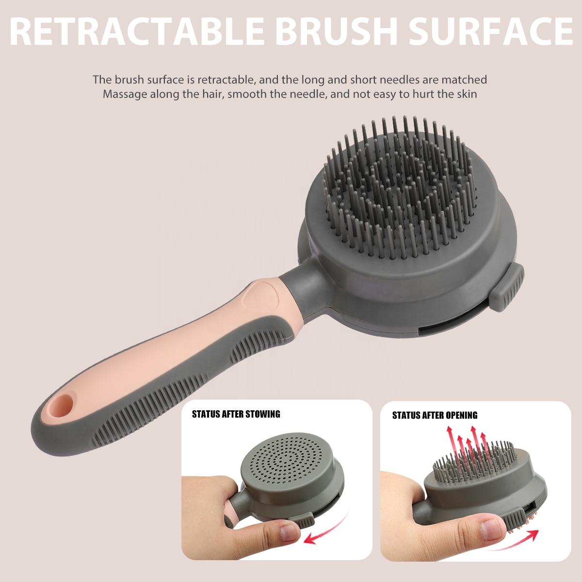   Double Sided Self Cleaning Cat Massage Brush Dog Pet Grooming Brush