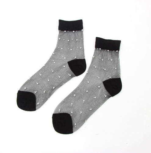 Elegant Transparent Glitter Crystal Socks for Women High Quality Soft Mesh, Elastic Sheer Fashion ( 3 pieces )
