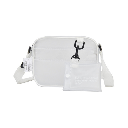 girls  waterproof messenger transparent  zipper clear pvc crossbody bag