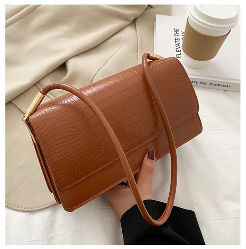 Chic Designer PU Leather Handbags for Women Retro Alligator Pattern Shoulder Bag, Fashion Underarm Bag