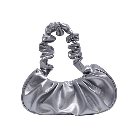 Cloud Fold Design Candy Color PU Leather Shoulder Bags, Fashion Armpit Bags for Women