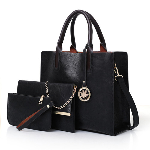 Hot selling  ladies trendy purses and handbags women 3pcs  pink color handbags set