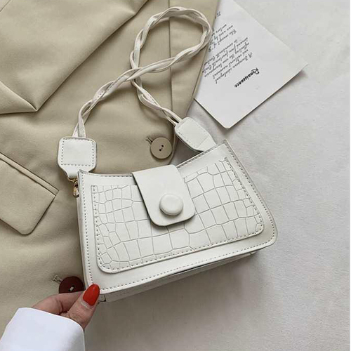 Solid Color PU Leather Designer Messenger Bag, Simple French Style Handbags