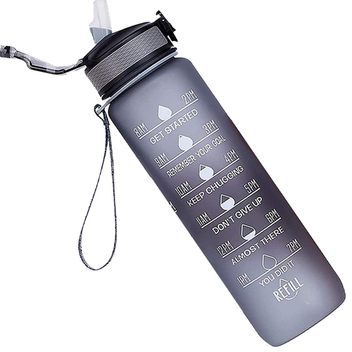 sports plastic botella de agua motivacional flip top water bottles bpa-free plastic with straw