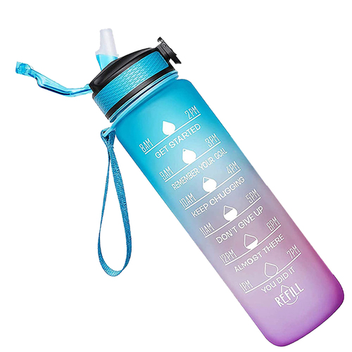 sports plastic botella de agua motivacional flip top water bottles bpa-free plastic with straw