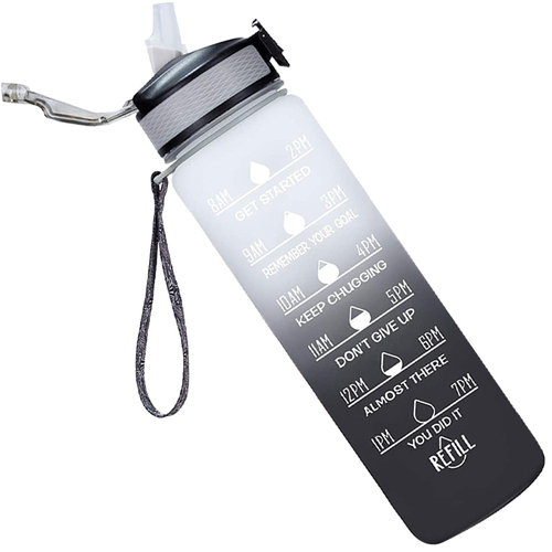 sports plastic botella de agua motivacional flip top water bottles bpa-free plastic with straw