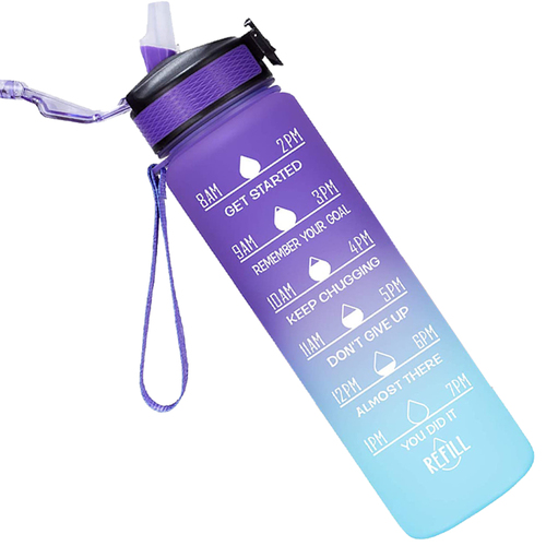 sports plastic botella de agua motivacional flip top water bottles bpa-free plastic with straw