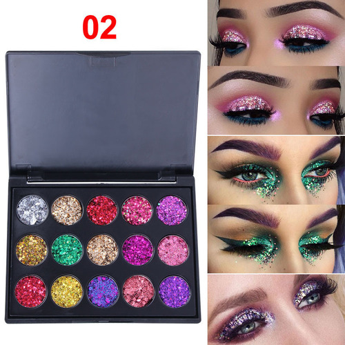 15 Colors Glitter Sparkle Eyeshadow Makeup Palette Glitter Pressed Pearls Eye Shadow Makeup Palette 