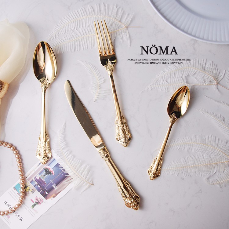 Luxury Gold Wedding Cutlery Set Premium Tableware for Star Hotels, Affordable Flatware Collection