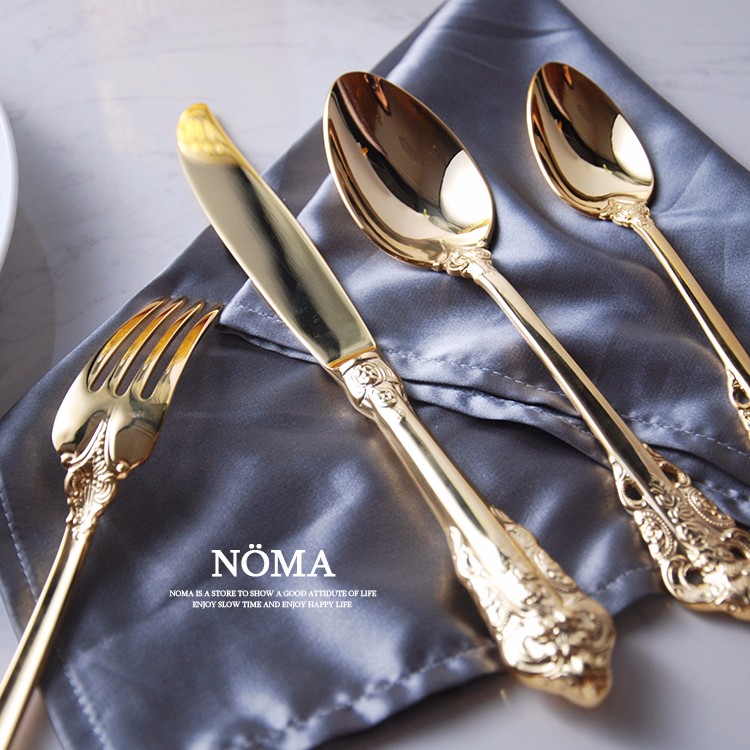 Luxury Gold Wedding Cutlery Set Premium Tableware for Star Hotels, Affordable Flatware Collection