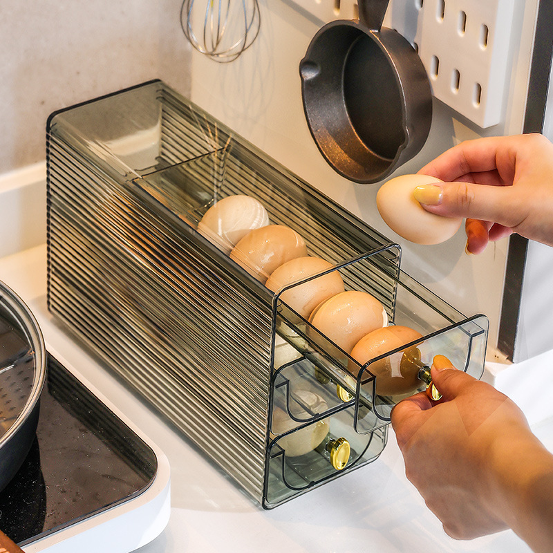 Large Capacity Household Kitchen PET Refrigerator Egg Collection Box Light Luxury Plastic Preservation Box