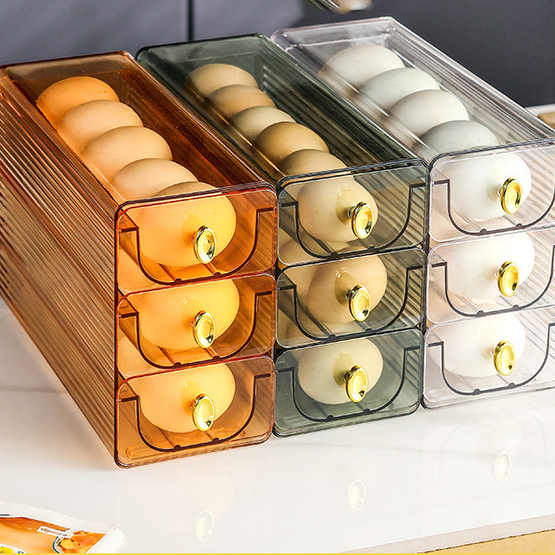 Large Capacity Household Kitchen PET Refrigerator Egg Collection Box Light Luxury Plastic Preservation Box