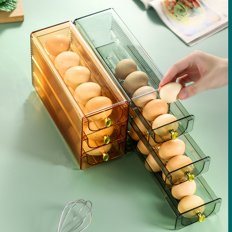 Large Capacity Household Kitchen PET Refrigerator Egg Collection Box Light Luxury Plastic Preservation Box