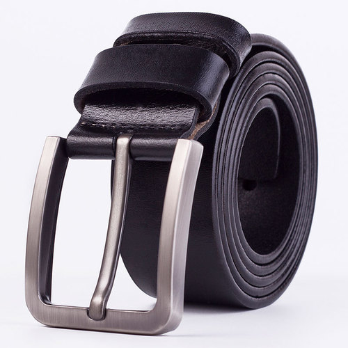 New Design  Pin Buckle Men's Casual Black Real Cowhide Genuine Leather Belt For Men