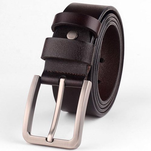 New Design  Pin Buckle Men's Casual Black Real Cowhide Genuine Leather Belt For Men