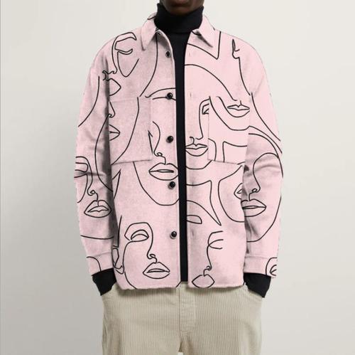 Shirt Jacket Men Autumn Fashion Casual Men Coats and Jackets Print Collar Korean Newest Design Turn Down Hip-hop Boys fo