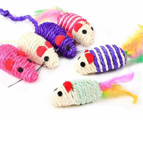 Cat Teaser Wand with Feather and Bell Colorful Plastic Mouse Cage Educational Toy for Pet Supplies and Cat Product