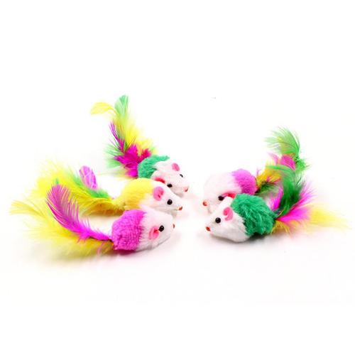 Cat Teaser Wand with Feather and Bell Colorful Plastic Mouse Cage Educational Toy for Pet Supplies and Cat Product