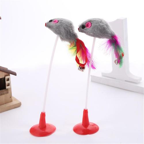 Cat Teaser Wand with Feather and Bell Colorful Plastic Mouse Cage Educational Toy for Pet Supplies and Cat Product