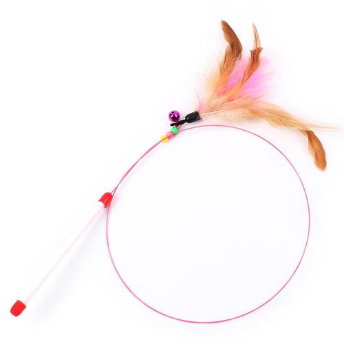 Cat Teaser Wand with Feather and Bell Colorful Plastic Mouse Cage Educational Toy for Pet Supplies and Cat Product