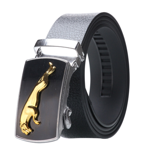  Male Ratchet Waist Straps Gift Automatic Buckle Belt Black Strong Casual Business Men Leather Belts