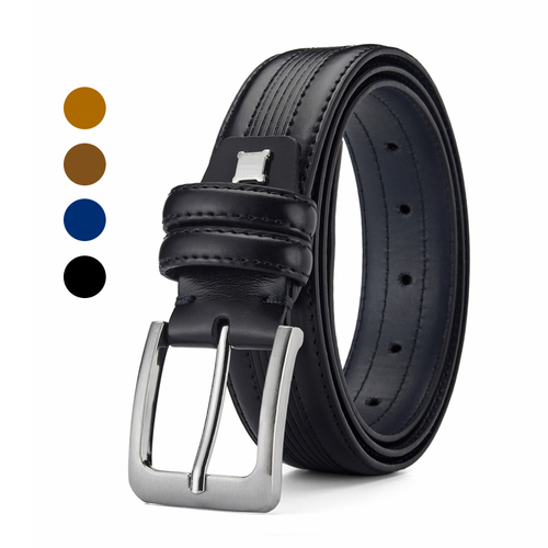 Luxury  Metal Pin Buckle Ratchet Automatic Buckle Cowhide Genuine Leather Belts For Men