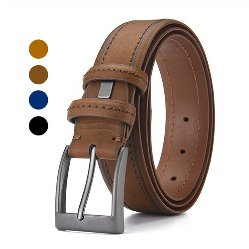 Luxury  Metal Pin Buckle Ratchet Automatic Buckle Cowhide Genuine Leather Belts For Men