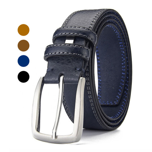 Luxury  Metal Pin Buckle Ratchet Automatic Buckle Cowhide Genuine Leather Belts For Men